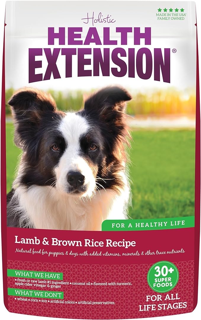 Health Extension Lamb & Brown Rice Dry Dog Food, Protein Packed Formula with Probiotics & Superfoods for Digestion & Coat Health (30 lb)