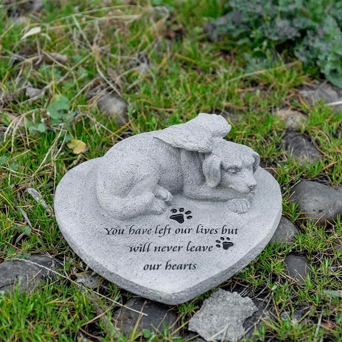 MyGift 9 Inch Resin Pet Memorial Garden Stone, Dog Loss Sympathy Remembrance Gift with Dog Angel Sculpture, in Loving Memory Plaque for Dog Lovers & Dog Mom