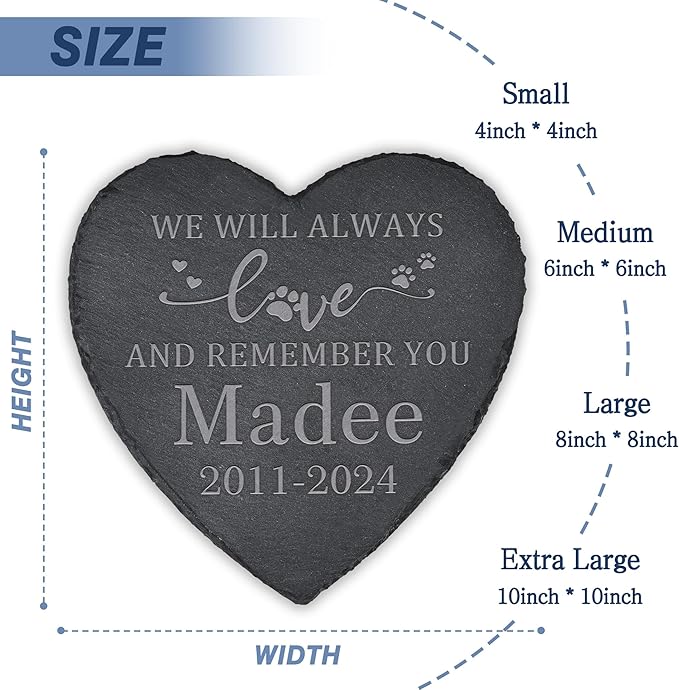 Pet Memorial Gifts, Pet Memorial Stone, Dog Memorial Gifts for Loss of Dog, Pet Remembrance Gift, In Memory of Dog Cat, Loss of Pet Sympathy Gift, Pet Loss Gifts - Always Love & Remember(Heart-shaped)