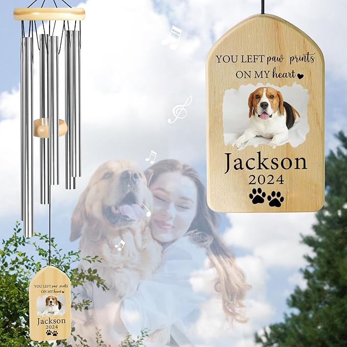 Dog Memorial Gifts for Loss of Dog, Pet Memorial Wind Chime, Pet Memorial Gifts, Pet Loss Gifts, Loss of Dog Sympathy Gift, Dog Remembrance Gift, in Memory of Dog Cat - Left Paw Prints
