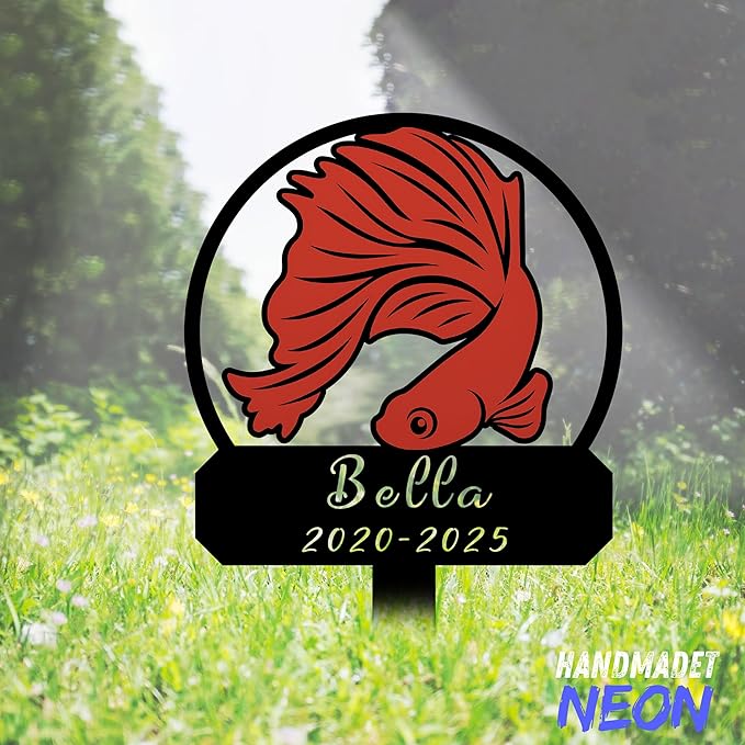 Goat Memorial Metal Stake Personalized Sympathy Gift Custom Name Goat Garden Stake Farm Decor Goat Grave Marker Pet Grave Marker Garden Decor (Betta Red Color)