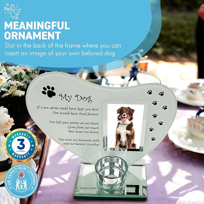 Thorness My Dog - Inspirational Poem, Candle and Photo Holder Glass Memorial Plaque