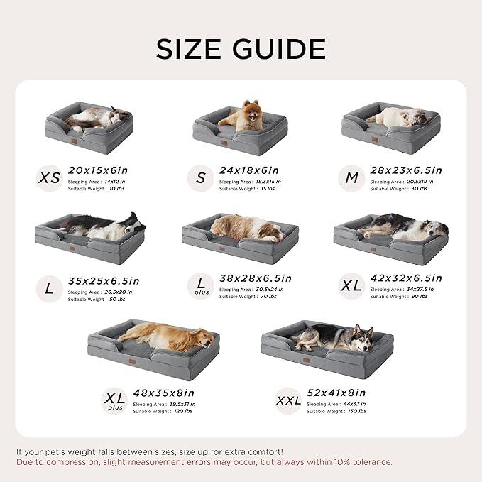 Bedsure XL Orthopedic Dog Bed for Extra Large Dogs - Washable XLarge Dog Cat Bed Waterproof, Comfort Dogs Couch Sofa with Washable Removable Cover, Pet Bed with Nonskid Bottom, Ember Clay, 42"