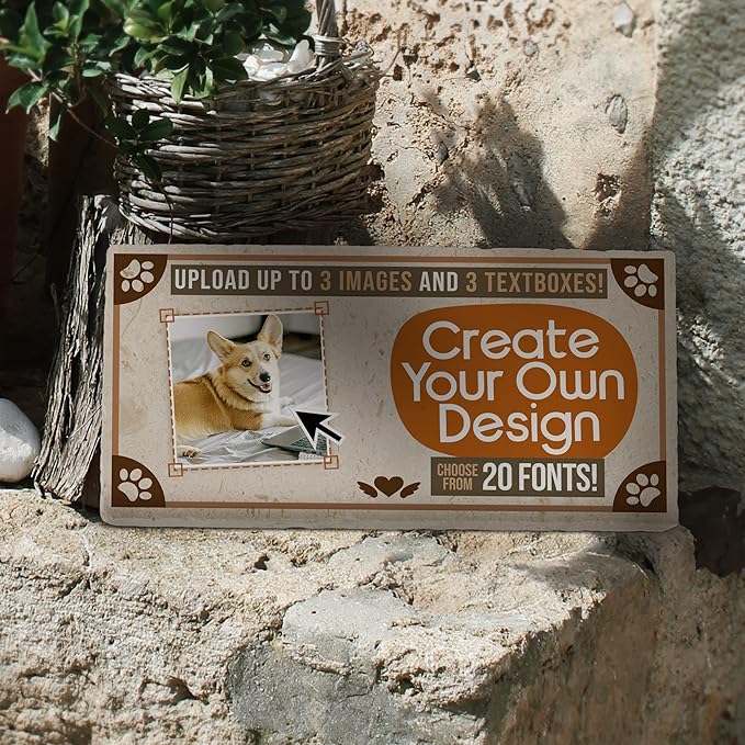 Personalized Pet Memorial Stones, 6x12 Create Your Own Pet Grave Markers as Keepsake or Pet Remembrance, Pet Loss Gifts for Bereaved Pet Owners, DIY Personalized Pet Memorial Limestone (Design 5)