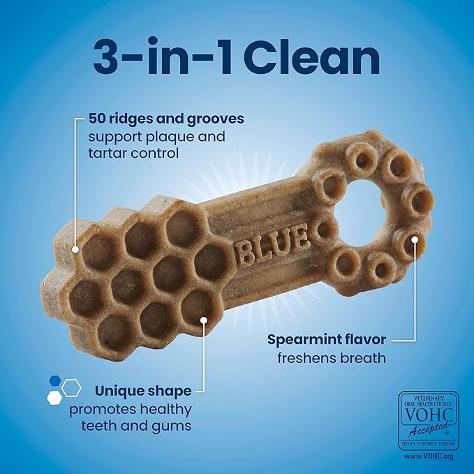 Blue Buffalo Small Dental Chews for Dogs, Daily Dental Care Dog Treats Made in the USA with Natural Ingredients, Chicken & Spearmint (84 Count)
