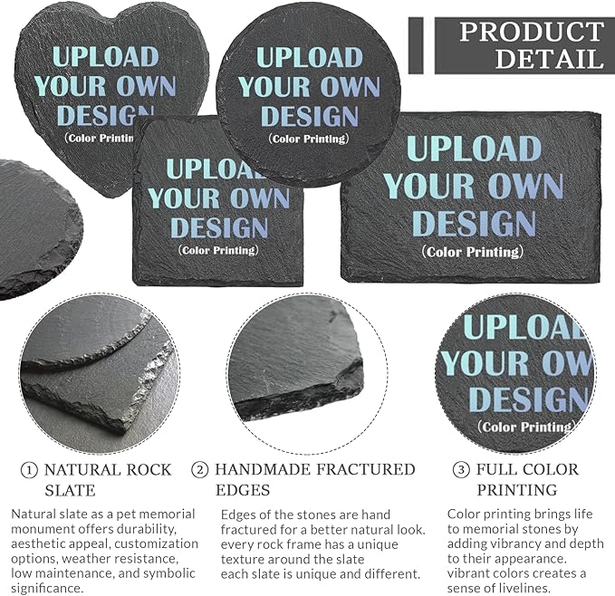 ubjva Dog Memorial Stone Dog Memorial Gifts for Loss of Dog Pet Garden Stone for Indoor Outdoor Lawn Backyard Cemetery Decorations - Own Design(Color Printing)