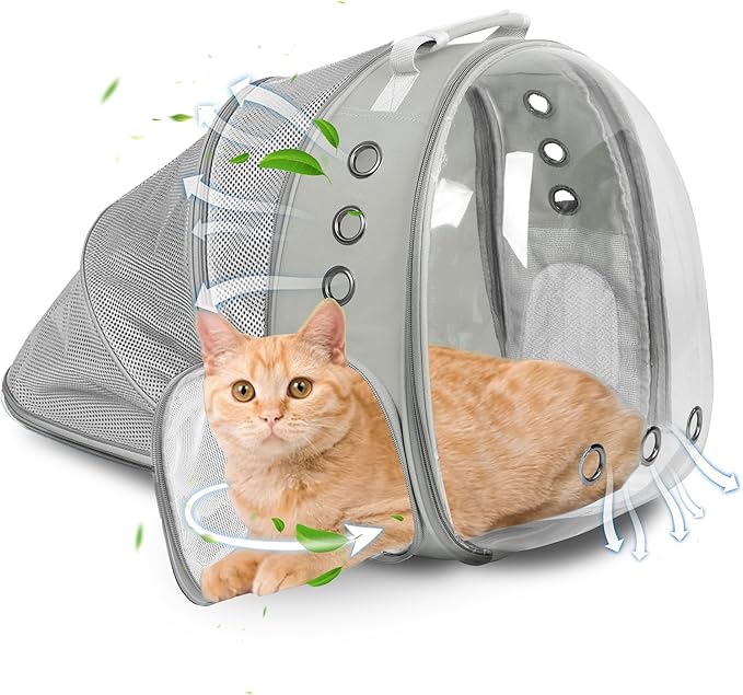 Pet Carrier Backpack Expandable for Cats and Small Dogs, Breathable Anti-Collapse Design, Airline Approved Travel Backpack for Hiking and Outdoor Use (Back Expandable-Grey)