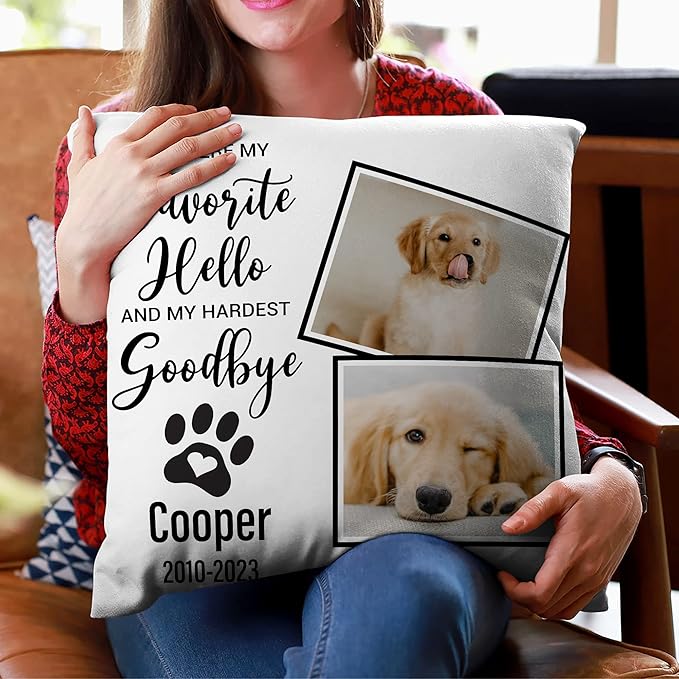 Hyturtle Personalized Pet Photo Memorial Pillow with Insert 12"x12" Double-Sided Printed Sympathy Gifts for Loss of Dog - Dog Remembrance Gifts - Custom Pet Picture Memorial Gifts - Home Decor Pillow