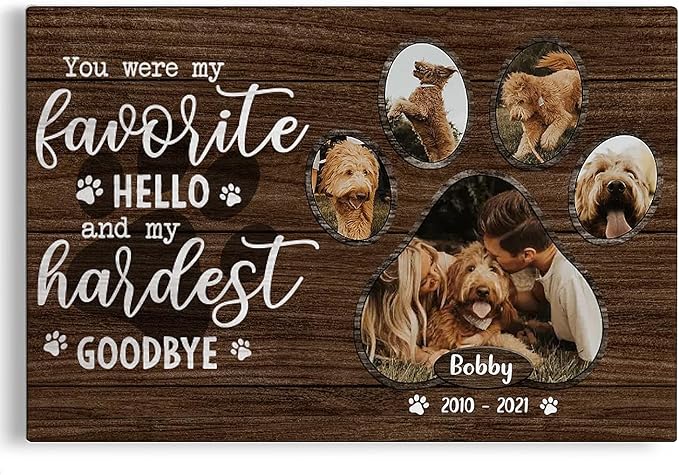 Dem Canvas Personalized Photo Canvas Prints, My Hardest Goodbye, Pet Memorial Gifts For Dog Lover, Cat Memorial Print Photos (24x16)