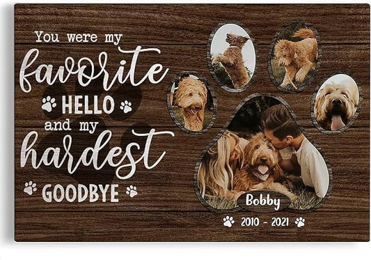Dem Canvas Personalized Photo Canvas Prints, My Hardest Goodbye, Pet Memorial Gifts For Dog Lover, Cat Memorial Print Photos (18x12)