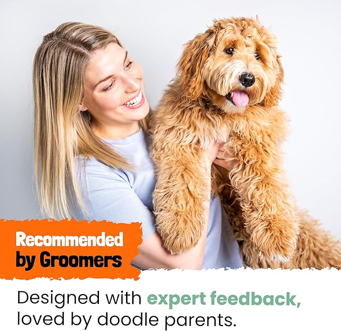 Doodle Brush for Dogs - Goldendoodle Brush with Poodle Comb and Cases Included - Goldendoodle Must Haves Grooming Tools - Designed for Doodles, Labradoodles, Bernedoodles - Medium - Orange
