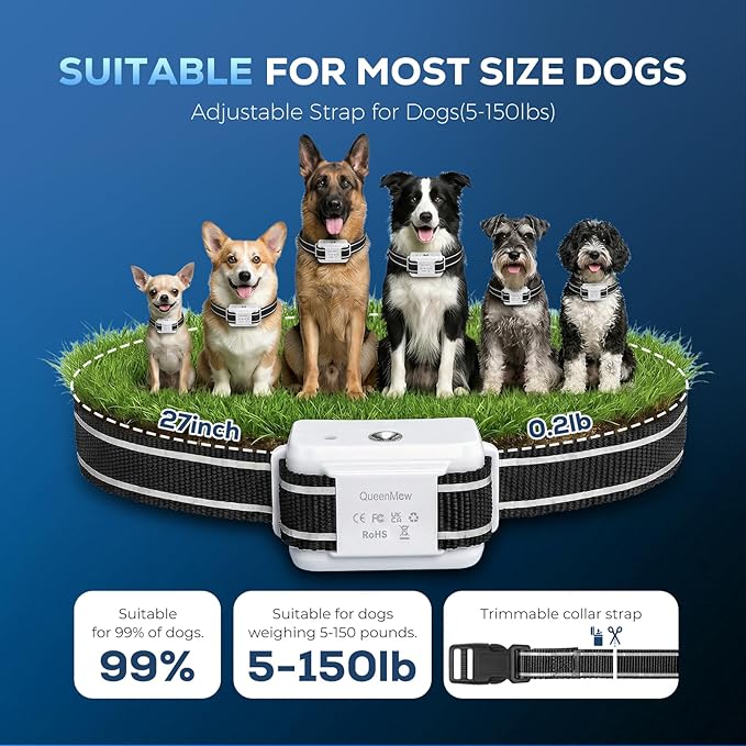 Citronella Dog Bark Collar, Dog Bark Collar for Large Medium Small Dogs, Bark Collar with Adjustable Spray & Sensitivity, Rechargeable Anti-Bark Collar for Dogs with Safe, 2 Collar Straps(White)