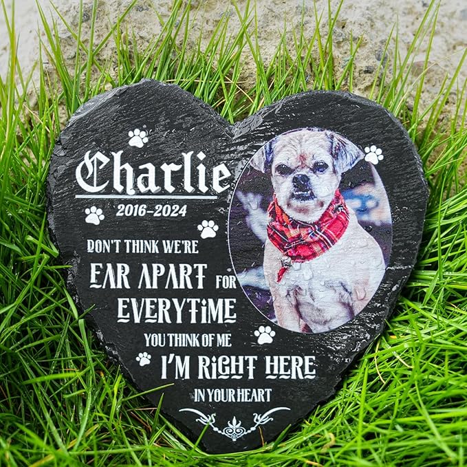 Dog Memorial Gifts for Loss of Dog, Personalized Dog Memorial Stone Plaque with Photo Name, Custom Dog Pet Grave Headstone, Loss of Dog Sympathy Gift for Dog Cat Lovers