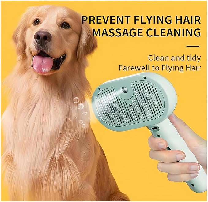 2025 Dog Brush, Dog Steamer, Shampoo Brush Steam Dogs Washer, 3-In-1 Steam Grooming Brush For Long Haired Pets (White)