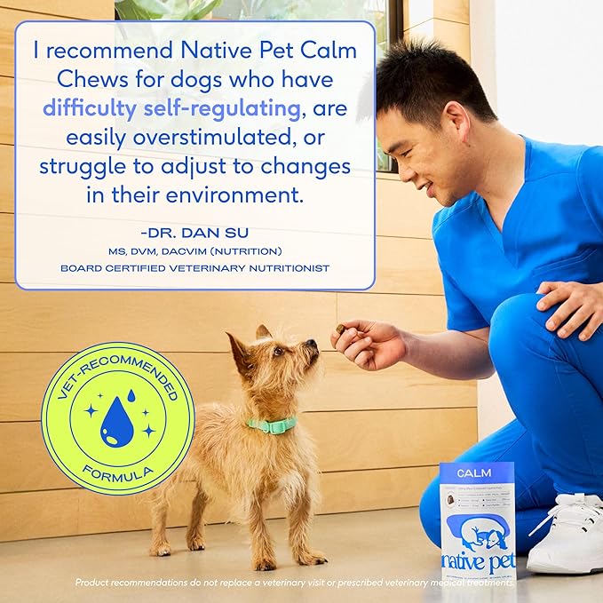 Native Pet Calming Chews for Dogs Small Breed - Promotes Calming Effect, Supports Emotional Balance & Reduces Hyperactivity - Hemp Seed, Melatonin for Dogs, L-Theanine & Casein - 30 Days Supply