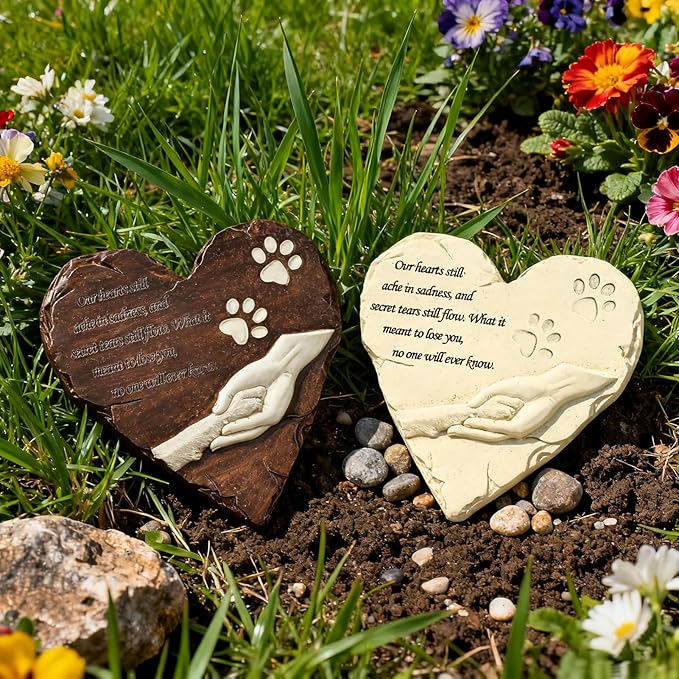 Pet Memorial Stone, Loss of Dog Sympathy Gift, Cat & Dog Passing Away Gift, Pet Loss Sympathy Gifts, Garden Stone for Pet Remembrance, Grave Marker Headstones for Dogs Cats(Brown)