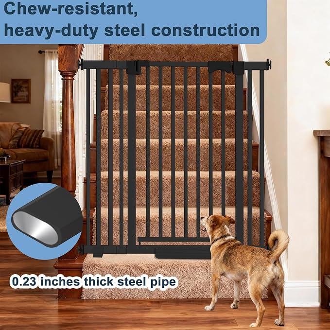 41 Extra Tall Dog/Pet Gate gate for Indoor,Heavy Duty Pressure Mount Baby Gate with Auto-Close & Walk Through,Adjustable Width 30-49.2 Inches, for Stairs, Doorways, Kitchen, Black