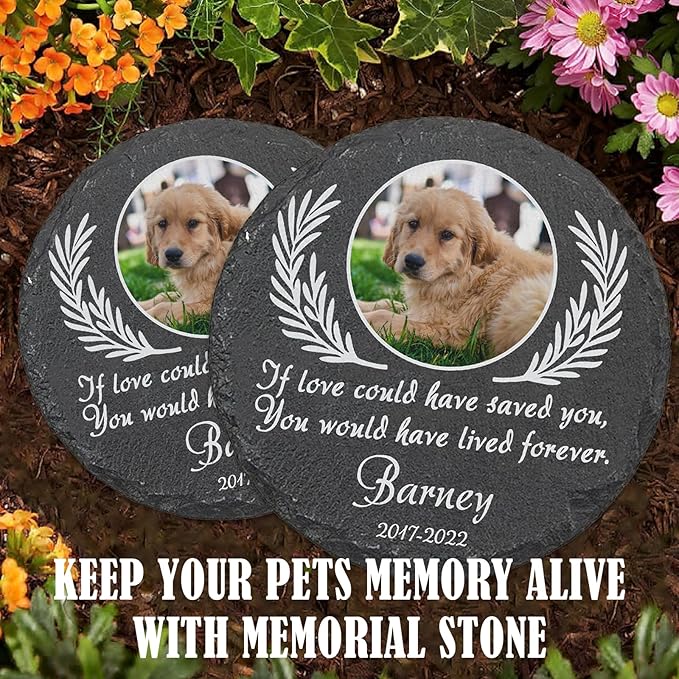 ubjva Dog Memorial Stone Dog Memorial Gifts for Loss of Dog Pet Garden Stone for Indoor Outdoor Lawn Backyard Cemetery Decorations - Style6(Color Printing)