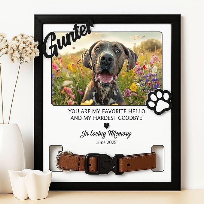 Nazenti Loss Of Dog Sympathy Gift, Personalized Cat Memorial Frame with Photo, Custom Pet Remembrance Keepsake for Grieving Pet Owners, Cat Loss Tribute Plaque, Dog Bereavement Gifts