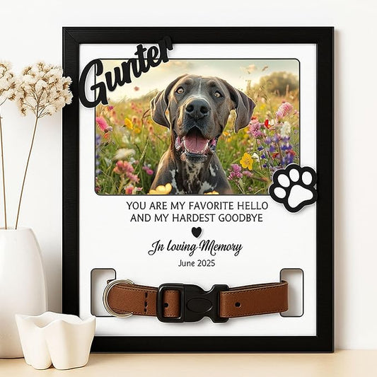 Nazenti Loss Of Dog Sympathy Gift, Personalized Cat Memorial Frame with Photo, Custom Pet Remembrance Keepsake for Grieving Pet Owners, Cat Loss Tribute Plaque, Dog Bereavement Gifts