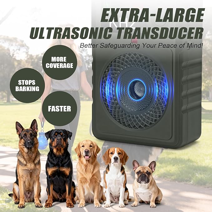 Dog Bark Deterrent Devices 2026 New Updated Anti Barking Device for Dogs Automatic Ultrasonic Bark Box with LED Screen, 50ft Range Wall-Mountable, Rechargeable Dog Silencer for Indoor Outdoor