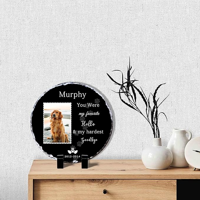 Pet Memory Stone, Personalized Round Shaped Garden Stone, Dogs Memorial Gifts for Loss of Dog, Cat Memorial Gifts, Pet Headstones for Dogs