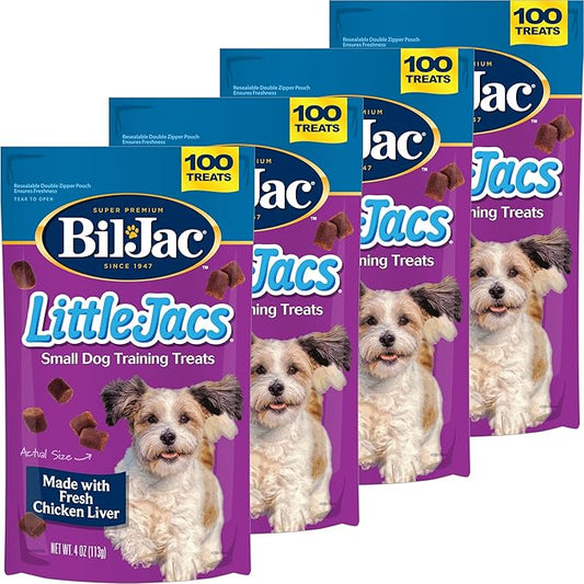 Bil-Jac Little Jacs Small Dog Training Treats, Chicken Flavor, Made with Chicken Liver, 4 oz (4-Pack)