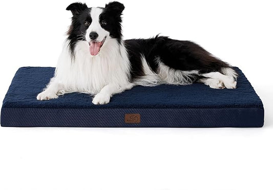 Bedsure Dog Beds Large Sized Dog - Comfy Flat Pet Beds with Removable Washable Cover, Orthopedic Egg Crate Foam Puppy Mat, Suitable for Pet Up to 65 lbs