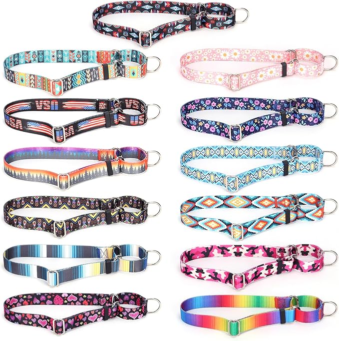 Thick Martingale Collar for Dogs, No-Slip Escape Proof Choke No Pull Cinch Soft Nylon Dog Training Collars Adjustable for Small Medium Large Breed Pet Dogs, Pink Camo S