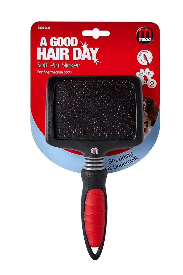 Mikki Dog, Cat, Puppy, Kitten Grooming Soft Pin Slicker Brush -For Knot, Tangle -Lrg-XLrg Pet-XLarge
