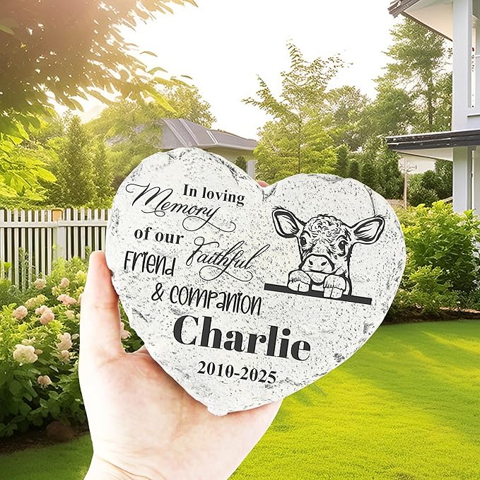 Personalized Dog Memorial Stone, Loss Gifts for Pet, Garden Stone, Pet Loss Gifts Cat Memorial Gifts, Cemetery Decorations, Grave Stone (Bulls & Cows)