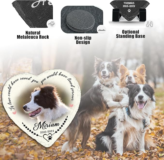 Dog Memorial Gifts for Loss of Dog, Personalized Dog Memorial Stone Plaque with Photo Name, Custom Dog Pet Grave Headstone, Loss of Dog Sympathy Gift for Dog Cat Lovers