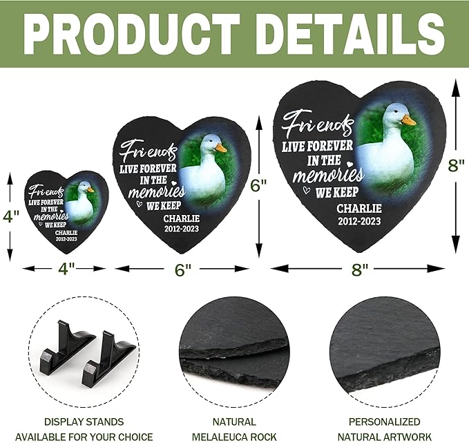 ODB Gifts for Loss of Duck, Duck Memorial Stone, Duck Memorial Gifts, Duck Loss Gifts, Duck Head Stones, Cemetery Decorations for Grave, Duck Grave Marker, Gifts for Duck Lovers (Duck)