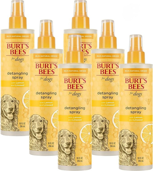 Burt's Bees for Pets Dog Detangling Spray, Natural Leave-In Coat Detangler & Dog Deodorizing Grooming Spray with Lemon, pH Balanced for Dogs, Paraben & Sulfate Free, 10 Fl Oz - 6 Pack