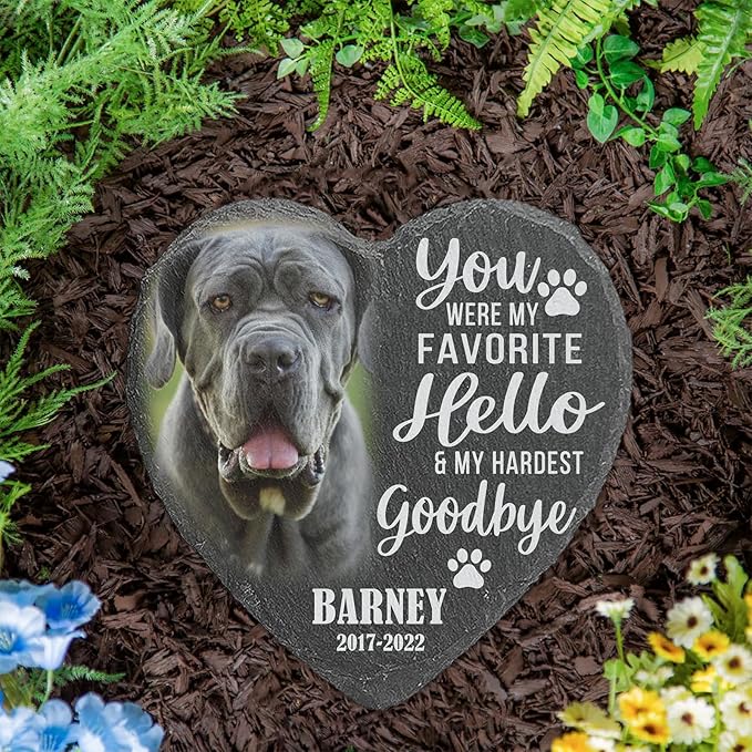 ubjva Dog Memorial Stone Dog Memorial Gifts for Loss of Dog Pet Garden Stone for Indoor Outdoor Lawn Backyard Cemetery Decorations - Style2(Color Printing)
