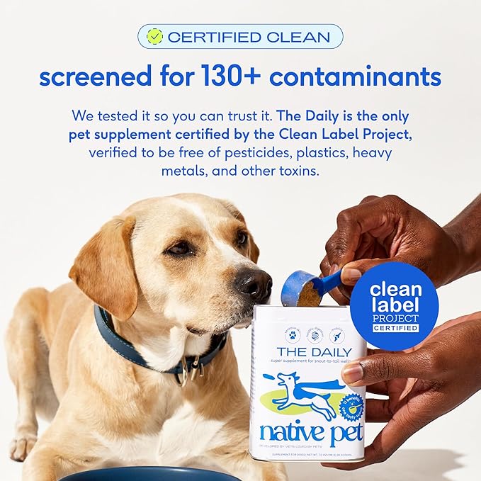 Native Pet The Daily Dog Vitamins & Supplements - 11-in-1 Multivitamin Powder for Dogs - Supports Whole Body Health, Digestion, Mobility & Immunity with Collagen, Glucosamine & Probiotics – 60 Scoops