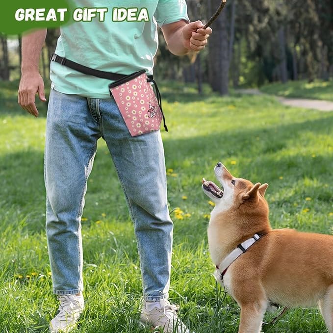 Dog Daisy Dog Treat Pouch Easily Carries Puppy Training Pouch, Versatile Dog Walking Bag Bait Bag Training Bag for Treats, Kibbles, Toys & Accessories