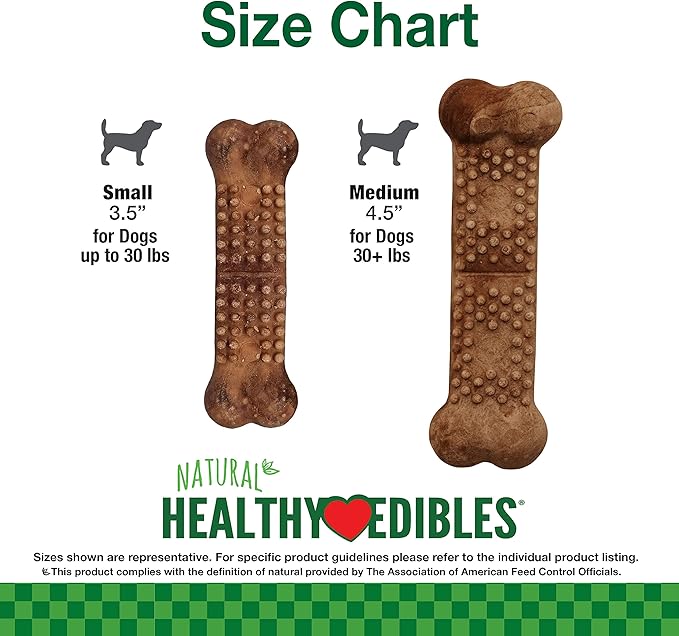 Nylabone Healthy Edibles Natural Dog Chews Long Lasting Meaty Center Beef Flavor Treats for Dogs, Small (12 Count) (Pack of 2)