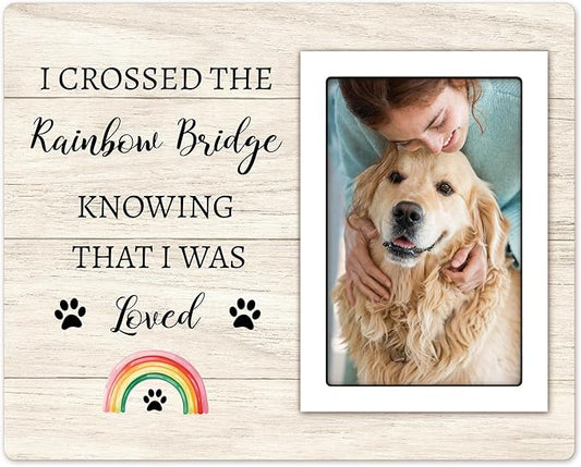 Rainbow Bridge Pet Memorial Picture Frame - Dog Memorial for Loss, Sympathy & Bereavement Gifts - 4x6 Photo Frame