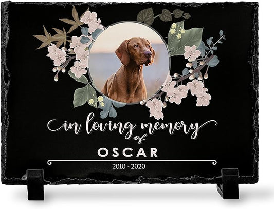 Brd Gifts Pet Memorial Stone with Photo - 6"x8" - 6 Designs - Pet Grave Marker - Pet Headstone | Dog Memorial Stone - Garden Memorial Stones - Personalized Memorial | Waterproof - Outdoor & Indoor #2