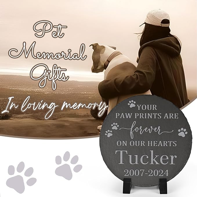 Pet Memorial Gift, Pet Memorial Stone, Sympathy Gift, Personalized Pet Memorial, Memorial Gift, Dog Memorial, Cat Memorial, Memorial Stone - Paw Prints on Our Hearts