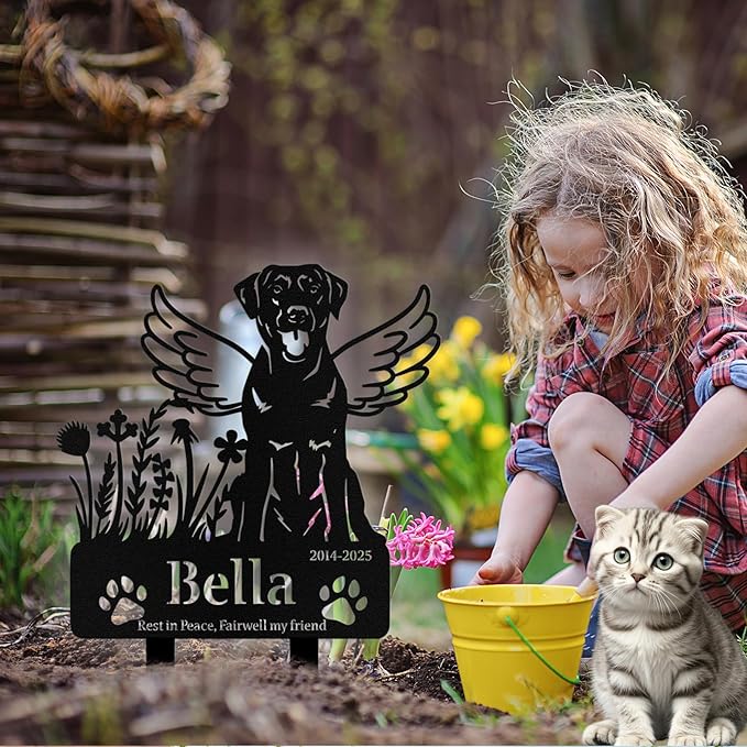 Custom Dog Grave Markers Outdoor, Personalized Pet Grave Marker Stake Dog Memorial, Outdoor Weatherproof Pet Cemetery Sign, Personalized Dog Memorial Gifts for Loss of Dog