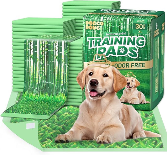 Puppy Pads XL 30 Count - 28"x34" Extra Large Pee Pads for Dogs Odor Blocking, Leak-Proof Potty Training Pad Super Absorbent, 6-Layer Leak-Bamboo Patterns Dog Pads