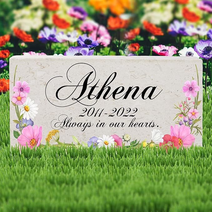 Personalized Pet Memorial Stone, 6x12 Custom Limestone Pet Grave Markers as Keepsake or Pet Remembrance, Thoughtful Pet Loss Gifts for Bereaved Pet Owners, Personalized Memorial Gifts (Athena)