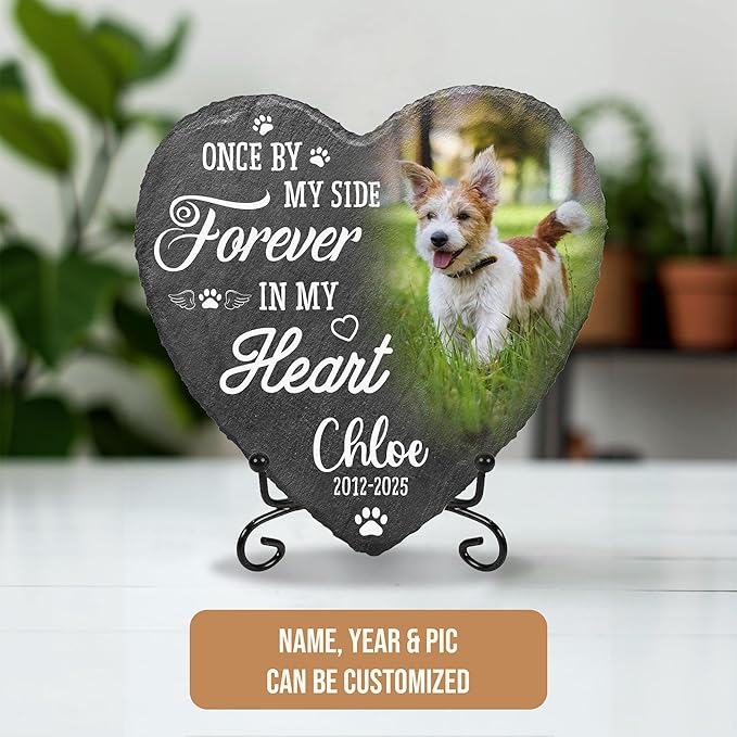 Dog Memorial Stone Personalized with Picture | Remembrance Stone for Dogs | Custom Pet Loss Plaque Gift | in Loving Memory Personalized Pet Memorial Stones for Dogs