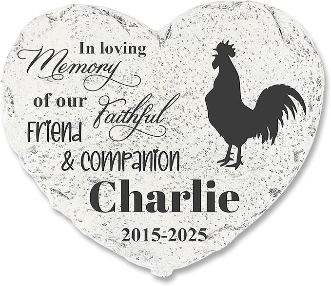 Personalized Pet Memorial Stone - Rooster Headstone - Rooster Tombstone - Garden Memorial Stone Customized - Pet Cemetery Decorations - Stepping Stone Outdoor