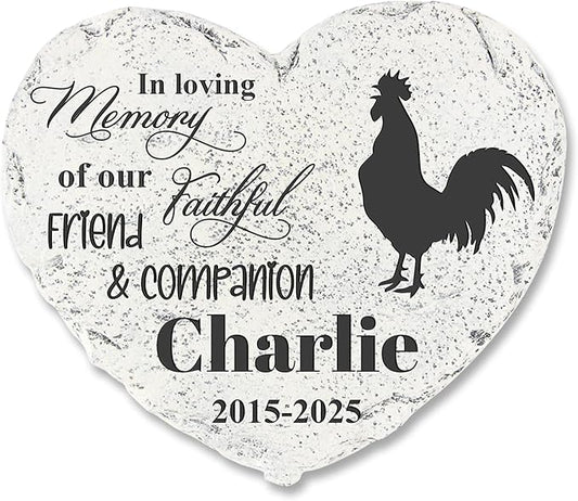 Personalized Pet Memorial Stone - Rooster Headstone - Rooster Tombstone - Garden Memorial Stone Customized - Pet Cemetery Decorations - Stepping Stone Outdoor