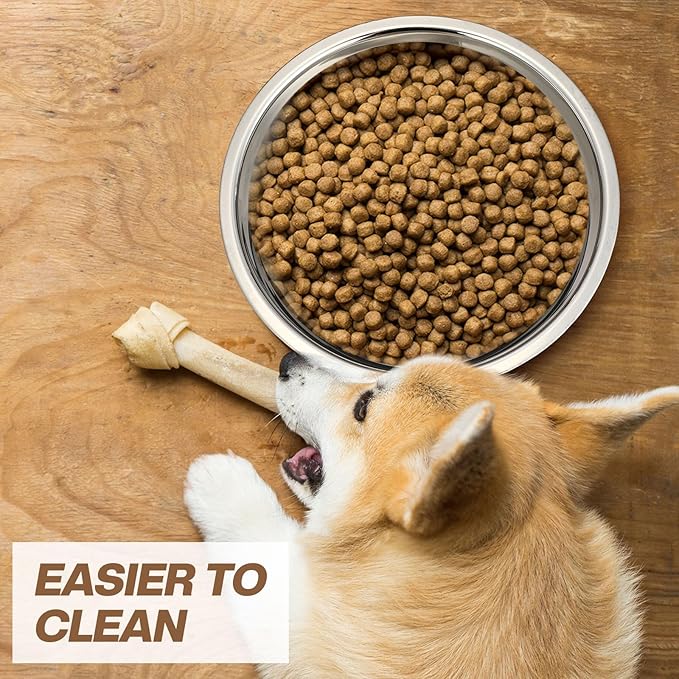 6 Pcs 8 Cup Metal Dog Bowls Stainless Steel Thickened Food Bowls Travel Kennel Food and Water Dish for Medium Large Size Dogs Cats, 64 Oz, Dishwasher Safe