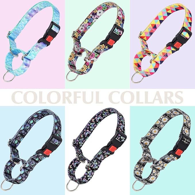 Martingale Collar for Dogs, Blue No Escape Training Dog Collar for Large Dogs, Adjustable Safety Buckle Dog Collar, Perfect Boy and Girl Collar for Training, Walking, Hunting (L)