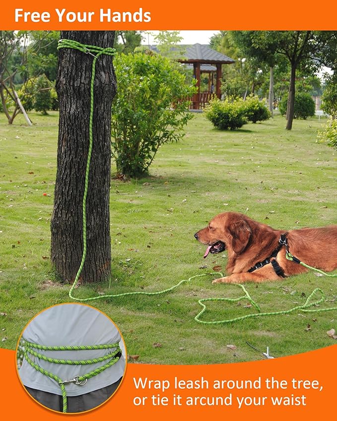 Heavy Duty Dog Leash for Large, Medium, Small Dogs - 16FT/30FT/50FT/100FT Long, Reflective Rope, Ideal for Walking, Playing, Camping, or Yard